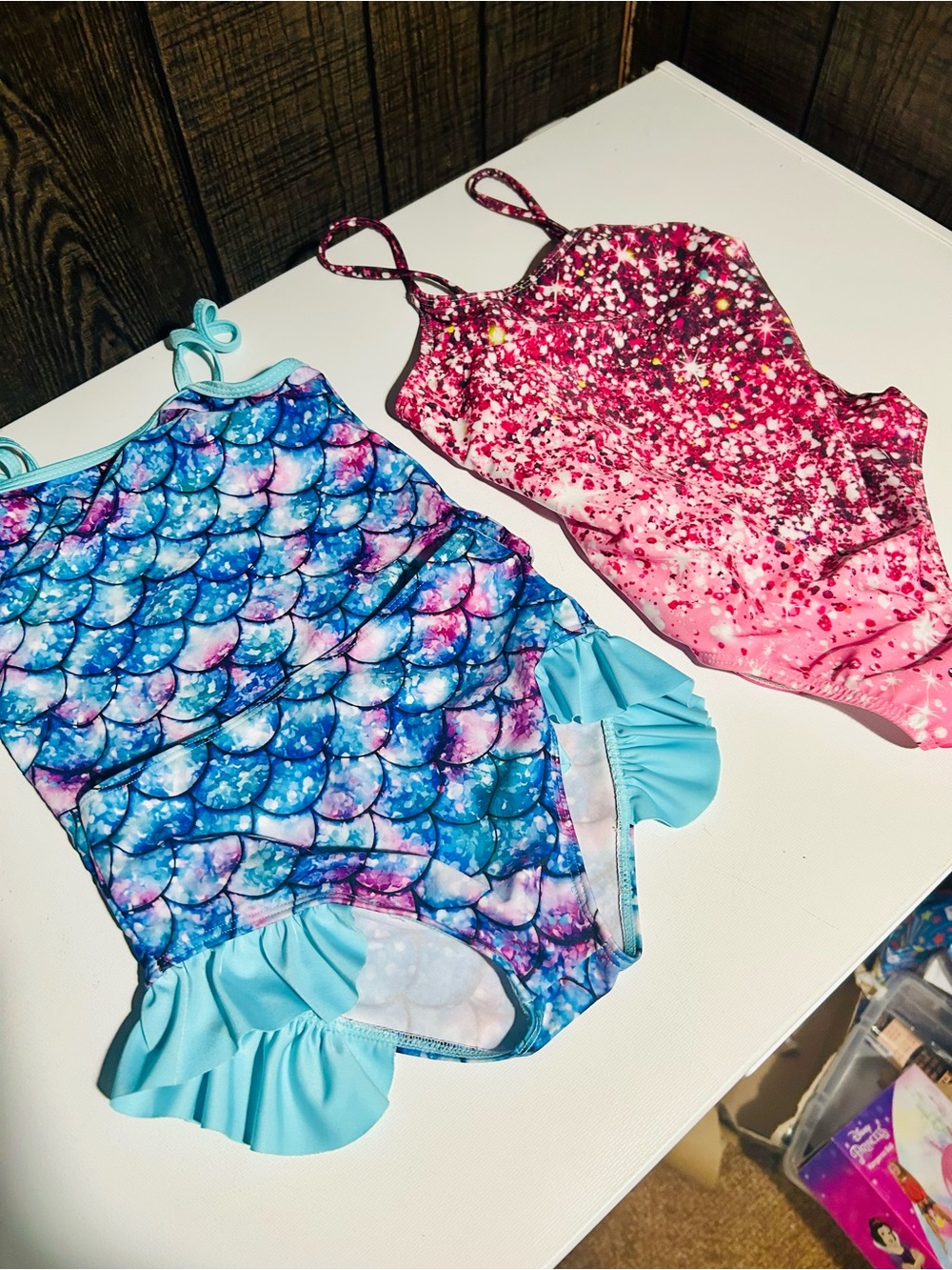 Girls' Blue Mermaid Ruffle One-Piece and two piece Swimsuits